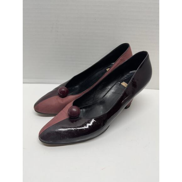 Vintage Italo Colombo Black and Dark Blush Rose Heels 8.5 - Picture 1 of 8